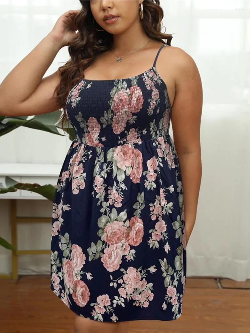 Plus Size Dresses Finjani Women's Cami Dress Casual Floral Print Tube Sexy Chic Halter Midi