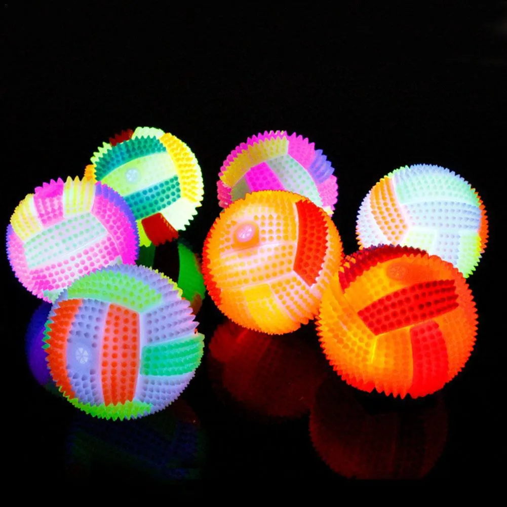 3st Pet Dog Valp Led Light Up Flashing Play Toys Bounce Rubber Spiky Ball Interactive Dog Cat Chew Toys