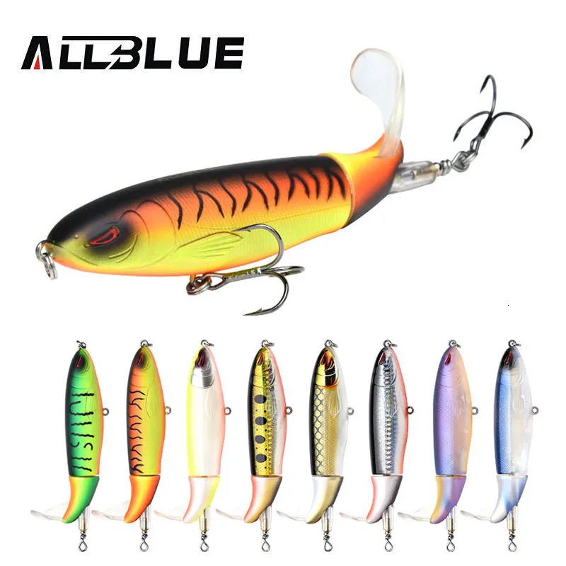 Betar lockar allblue whopper popper 9cm11cm13cm toppvatten fiske lock konstgjord bete hård plopper mjuk roterande svans fiske tackling geer 230607