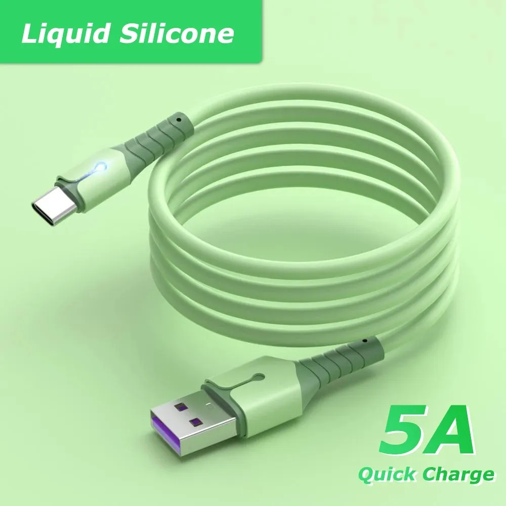 5A Liquid Silicone Super Fast Charge Cable Micro USB Type C Cable för Samsung Huawei Xiaomi One Plus laddningstråd Datakabel