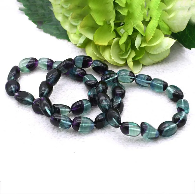 Brin véritable naturel vert Fluorite Quartz Bracelet pierres précieuses baril perles femmes hommes 8X10mm 12X16mm