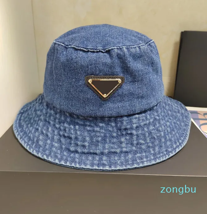 Cappello da pescatore da donna 2023 accessori moda cappello a tesa larga cotone denim lettere geometriche diagonali secchio parasole estivo