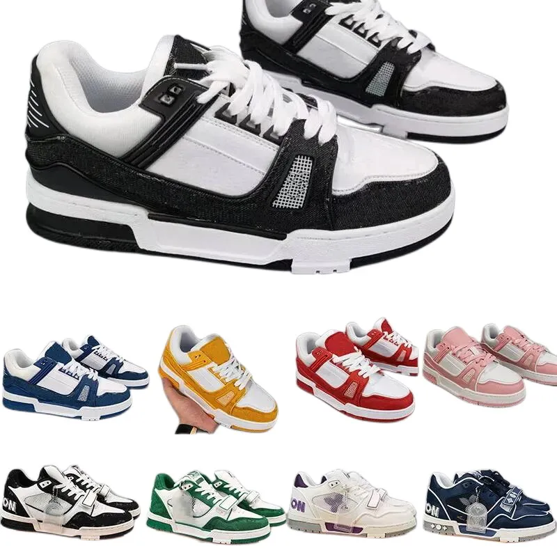 2023 Louise Vitton Shoes Designer Sneaker Virgil Casual Trainer Calfskin Leather Abloh White Green Red Blue Platform Low Velvet Luxury Men Women Sneakers Eur 36 45