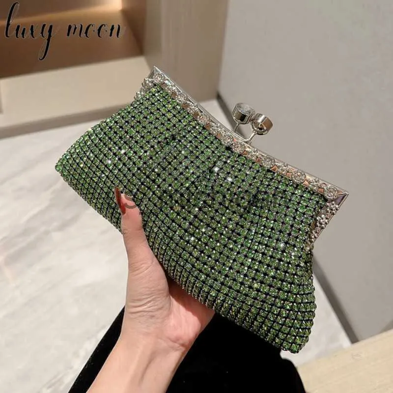 Evening Bags Luxy Moon Luxury Rhinestone Evening Clutch Bag Dress Wedding Bride Handbag Shiny Design Party Banquet Lady Portable Purse Z534 J230608