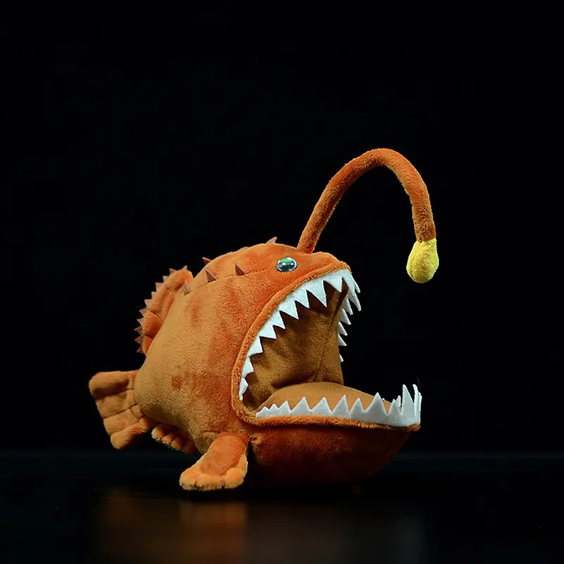 플러시 인형 15cm 부드러운 낚시기 박제 장난감 실생활 바다 동물 거위 랜턴 피쉬 장난감 장난감 아이를위한 230608