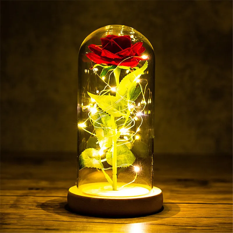 Andra evenemangsfestleveranser Alla hjärtans dag gåva till flickvän Eternal Rose Led Light Foil Flower In Glass Cover Mothers Wedding Favors Bridesmaid 230607