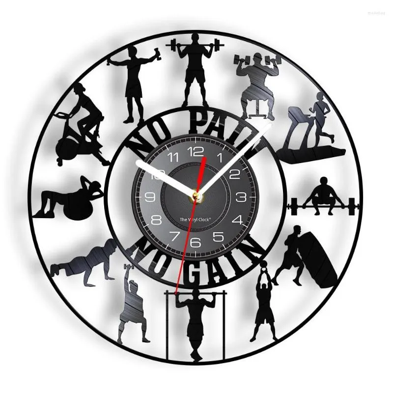 Väggklockor Bodybuilding Kettlebell Gym Sign Clock Viktlyftning Träning Rekord Övning Inspirerande Watch Gift