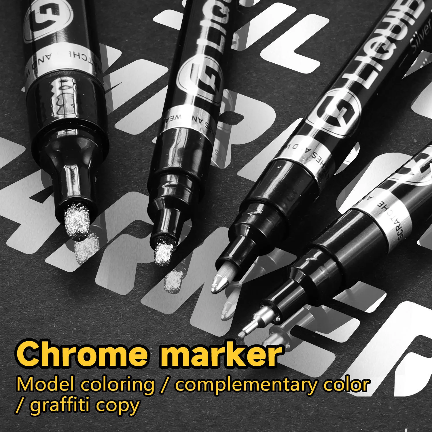 Markers Electroplating Mirror Silver Marker Paint Pen Chromeplated Metal Waterproof Tire Ceramic Touchup Pens 1mm3mm Nib 1Pcs 230608