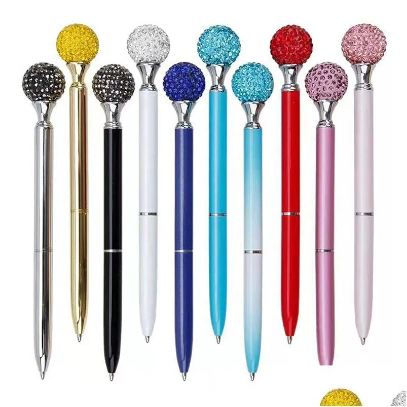 Ballpoint Rens Crystal Element Roller Big Diamond Ball Pen Gem Офис поставки 10 цветов. Школа доставки Dhwyi Dhwyi