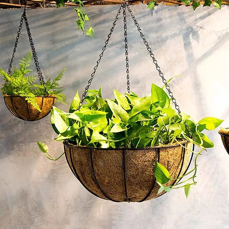 Planters Pots Metal Hanging Basket For Plants Flower Garden Pot 810 Inch Round Wire Plant Holder Home Balcony Decoration 230607