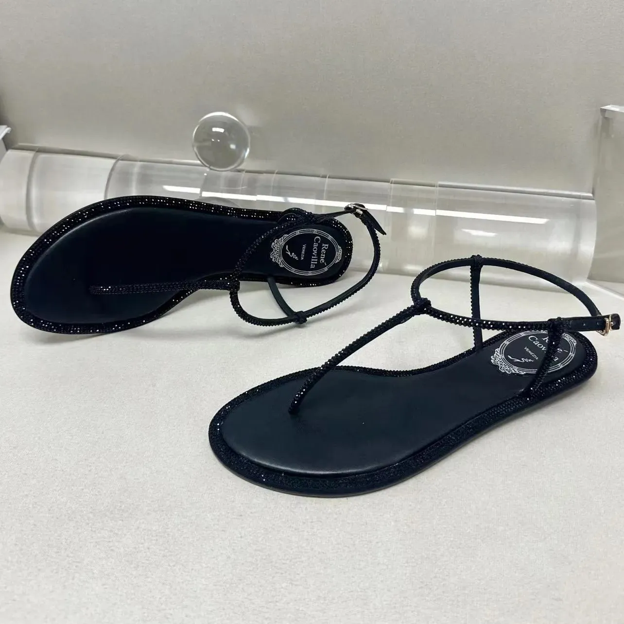 Sandálias De Salto Alto De Strass: Pin Toe Toe Lace Band Sandals