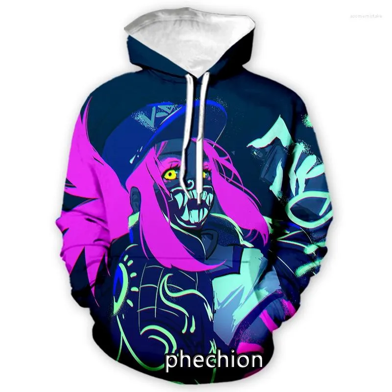 Men's Hoodies Phechion Fashion Men/Women K DA Neon Akali 3D Print Long Sleeve Casual Men Loose Sporting Pullover A78