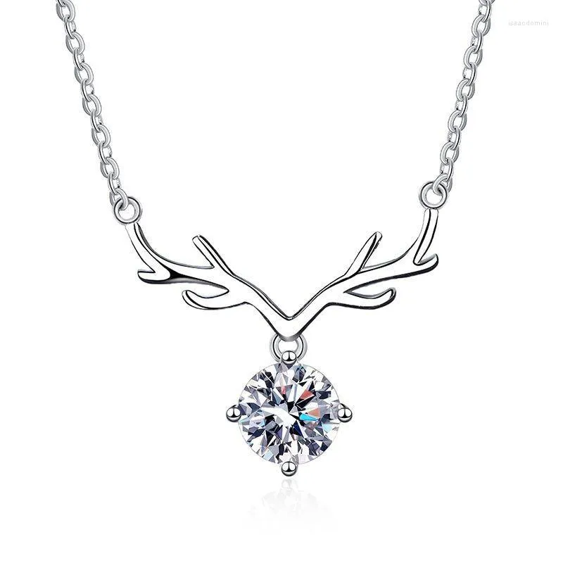 Ketten Wz00122 Lefei Mode Luxus Trendy Klassische 1ct Moissanit Baumeln Deer Halskette Für Frauen 925 Sterling Silber Party Schmuck Geschenk