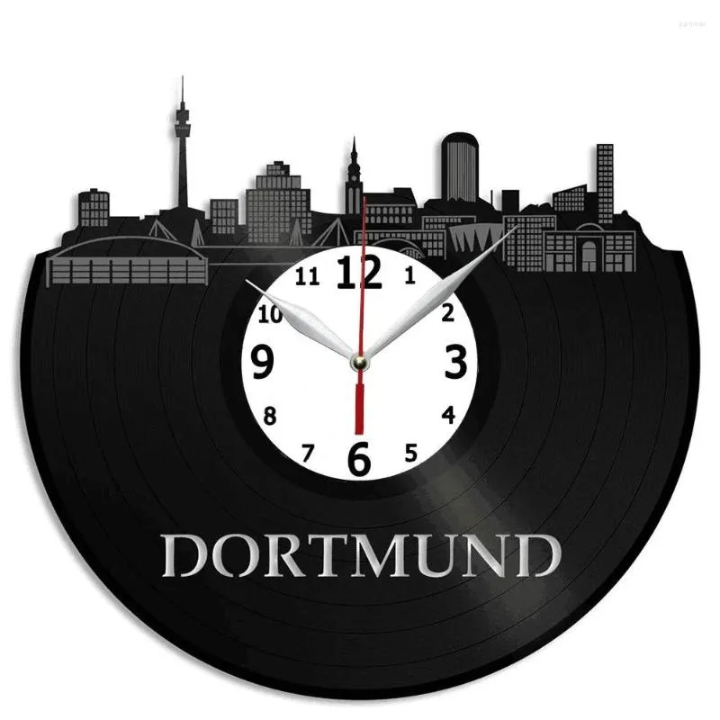 Väggklockor Dortmund Skyline Art Clock Unique Vintage - Personlig hemdekoration 12 tum