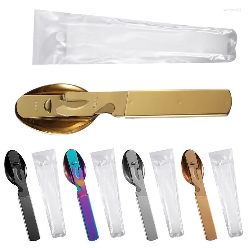 Conjunto de talheres conjunto de talheres com abridor de garrafas faca de aço inoxidável garfo colher bolsa almoço piquenique acampamento utensílios de cozinha portátil