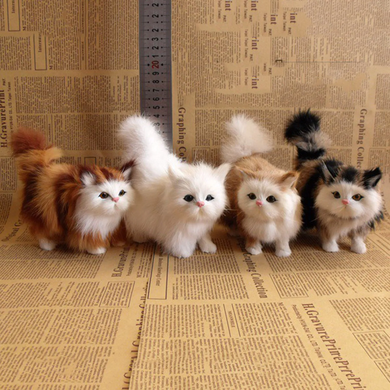 Brinquedos de pelúcia de gato de simulação fofos, modelo de gatinho de pelúcia macio, gato falso, animais realistas para crianças, meninos e meninas, aniversário, presente de dia dos namorados