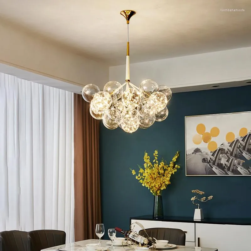 Lampadari Led ART Lampadario Lampada a sospensione Plafoniera moderna Gypsophila GlassBall Camera da letto Living Dining Indoor Hanging Fixture