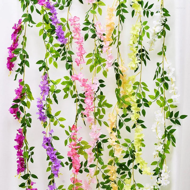 Decorative Flowers 180cm Artificial Wisteria Vine Wedding Home Decor Fake Garland Outdoor Indoor Garden Party Decoration Supplies