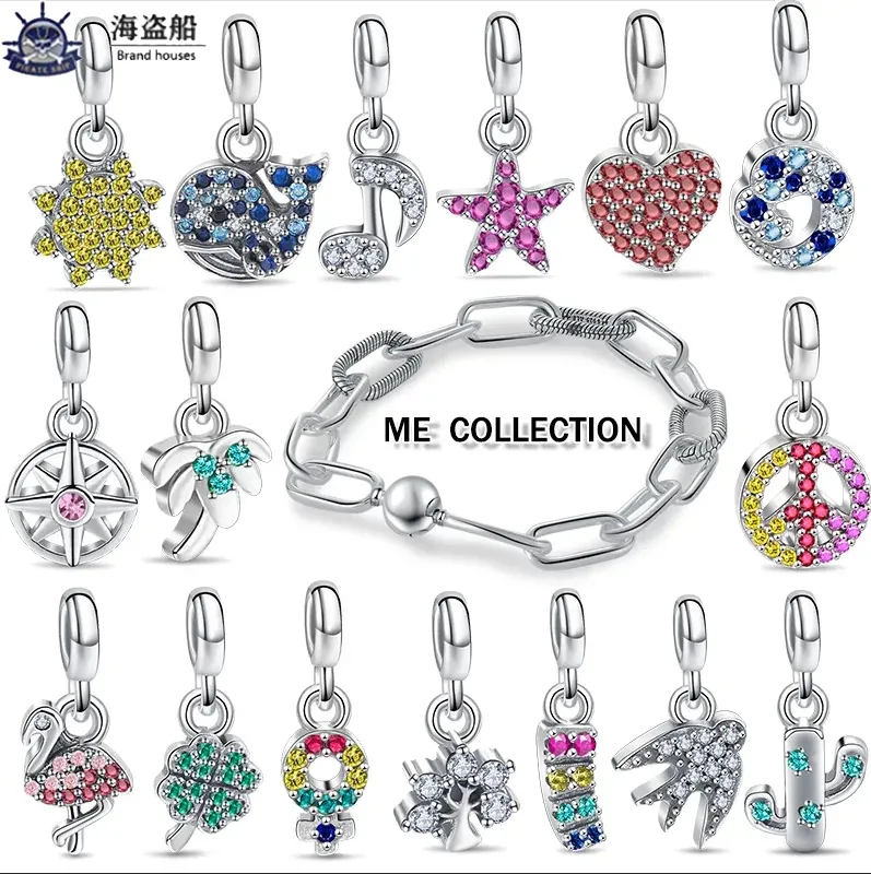 Для Pandora Charms Authentic 925 Silver Beads Beads Beads Me Collection Bracelet модный браслет