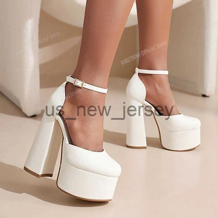 Sandals RIBETRINI Platform Chunky Heeled Ankle Strap Pumps Shoes Woman Spring Summer Heel Women Shoe Fashion Sexy Sandal Brand New J230608