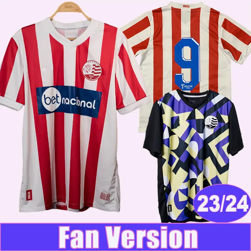 2023 24 Nautico Capibaribe Herr Soccer Jerseys Home Red and White målvakt Fotbollskjortor Kort klassisk ärmuniform