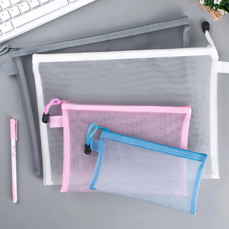 A4/A5/A6 MESH DUMPLYCKA POUCH CLEAR DOKUMENT PAG BOK FILMASKAR STACERY PENCIL CASE STALTER