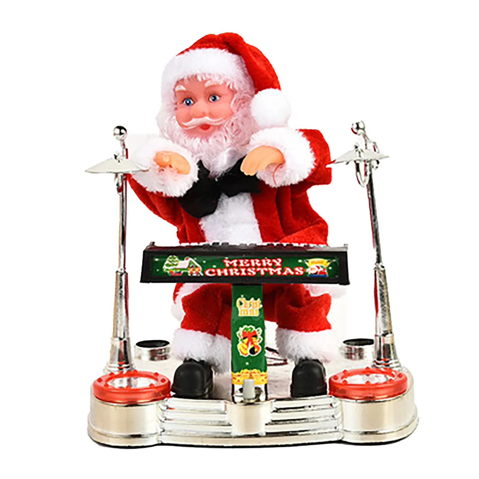 Plush Dolls Electric Santa Claus Piano Music Doll Doll Christmas Xmas Children Toys Play Drum Kit Dancing Santa Claus Gift 230608