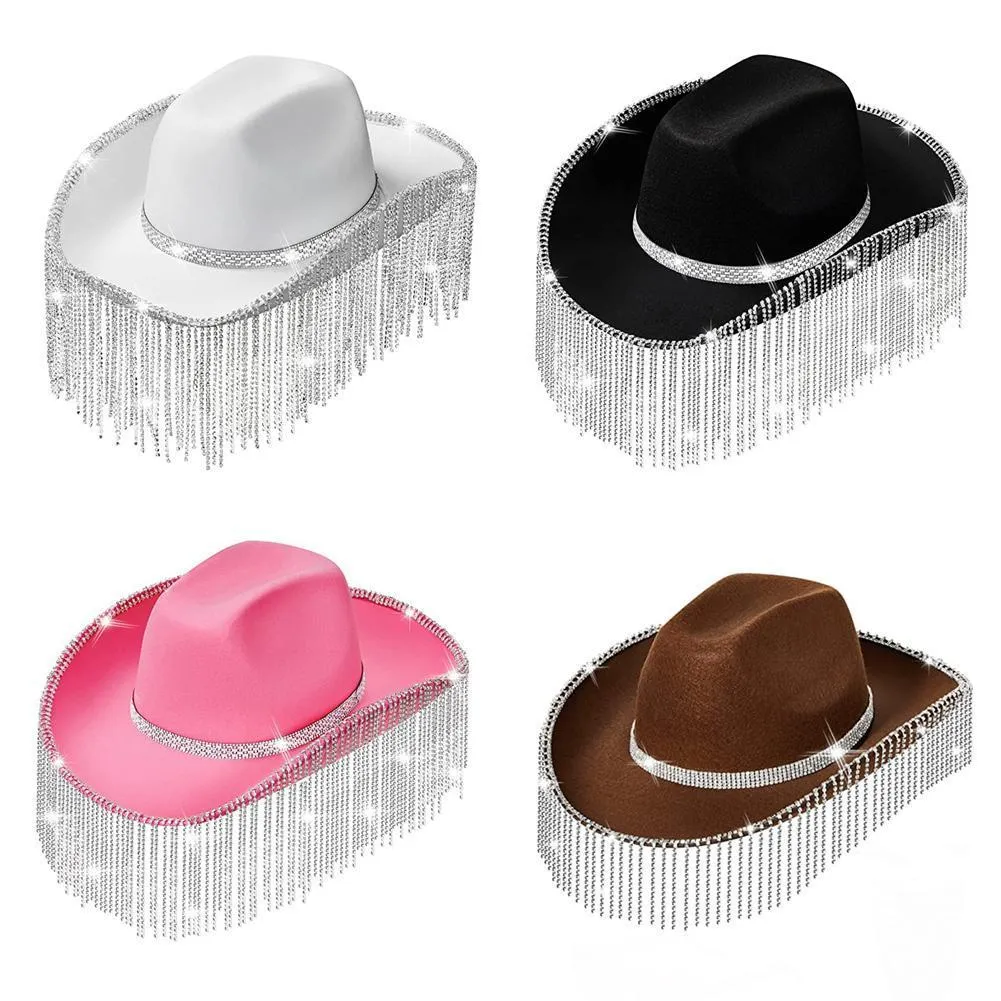 Vintage Western Cowboy Hat Bling Rhinestone Wide Brim Disco Party Y2K 71fT-wsVb5L._AC_SY350_QL65_.jpg main image 2