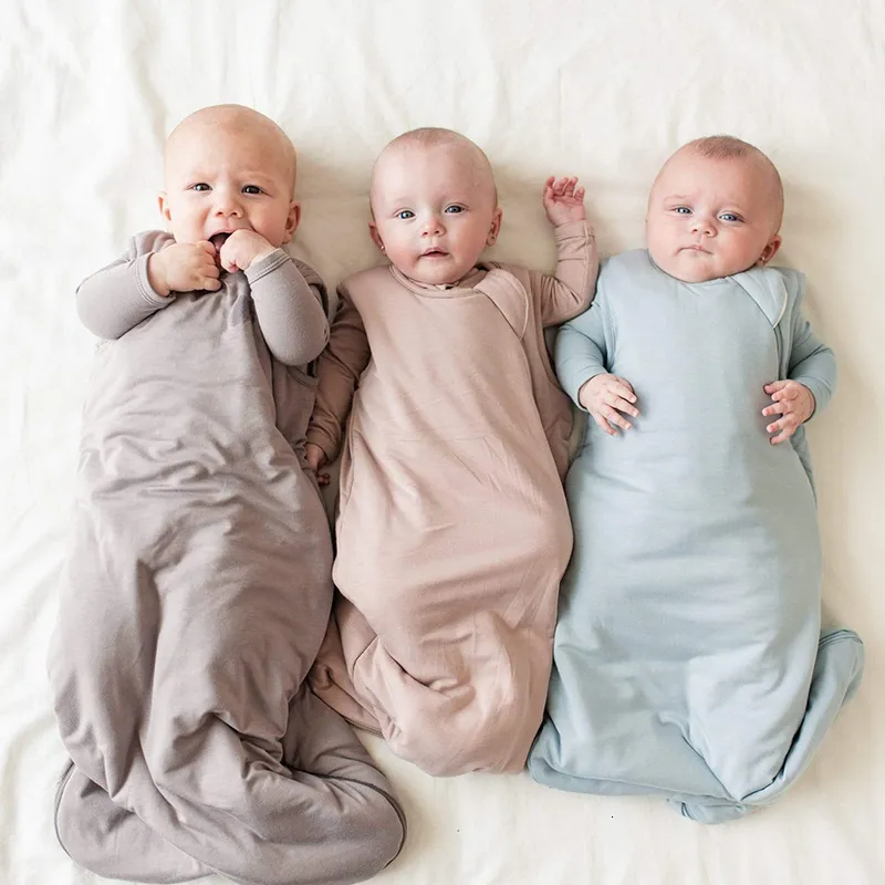 Sovsäckar bambu fiber baby sommar sovsäck mjuk bekväm blixtlås spädbarn född sömn säck ärmlösa sömnväskor för barn 230608