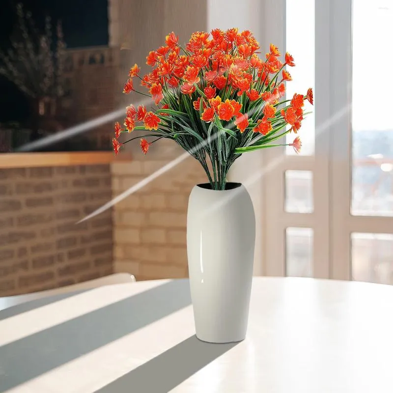 装飾的な花が落ちる人工的な配置フェイク6PCS植物プラスチック緑の屋外ヒマワリの花瓶の