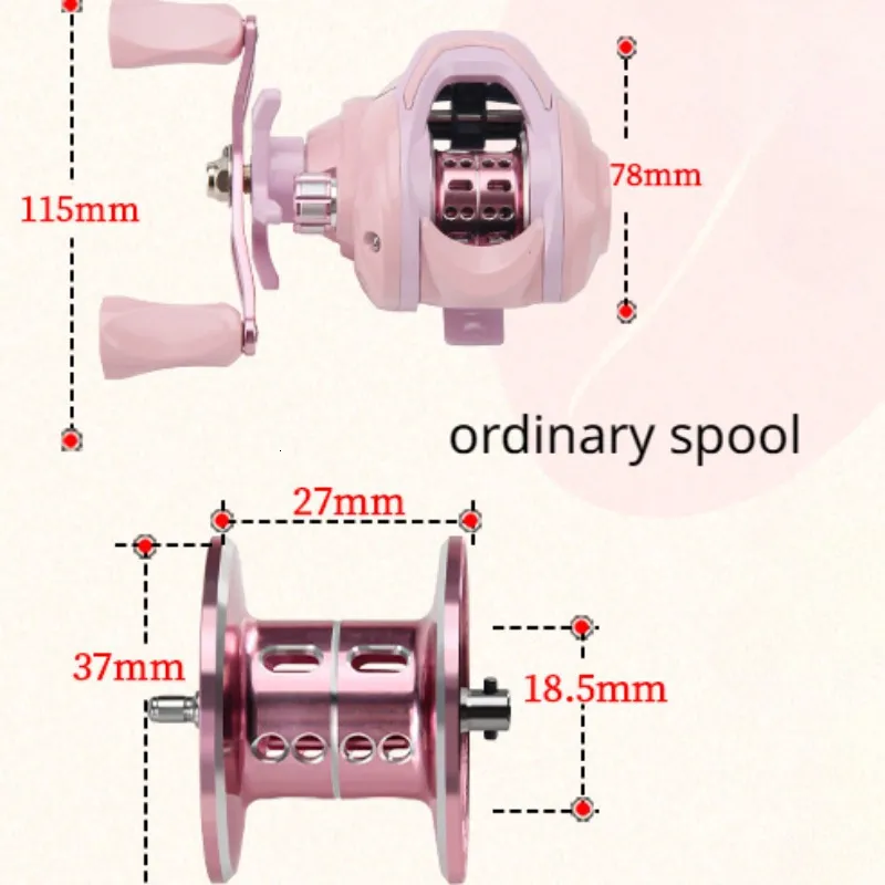Ultra Light Pink Pink Baitcaster Reel With 31BB Magnetic Brake System, 72.1  Gear Ratio, Left/Right Handed, And 230608 Wheels From Heng06, $19.5