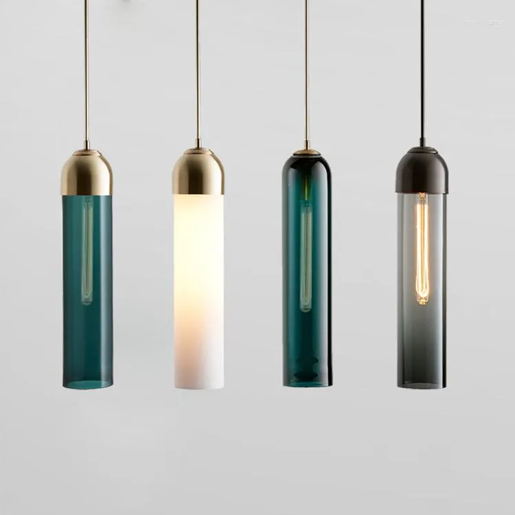 Hanglampen Nordic Glass Single Lamp Design Smoke Hanglampen Coffee Shop Lighting El E27