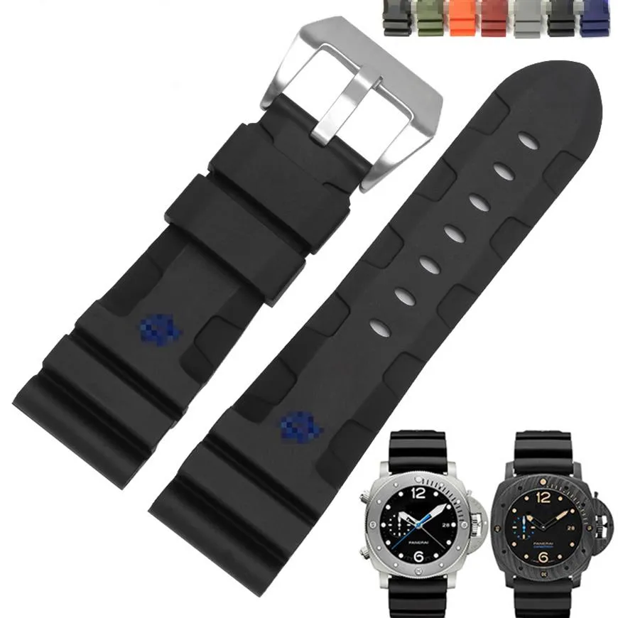 Panerai Submersible Pam için İzle Band 441 359 Yumuşak Silikon Kauçuk 24mm 26mm Erkekler Strap Accessories Bracelet269p