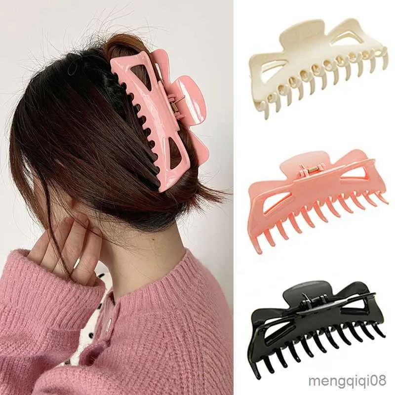 Other 1PC Korean Solid Large Hair Cl Elegant Acrylic Hairpins Barrette Crab Clips For Women Girls Headwear Accessories Hot R230608