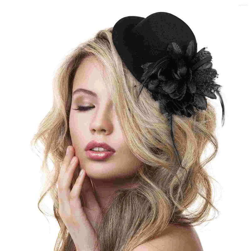 Bandanas Mariée Chapeau Fête Cheveux Décoration Plumes Coiffure Mini Clip Décoratif Rétro Gaze