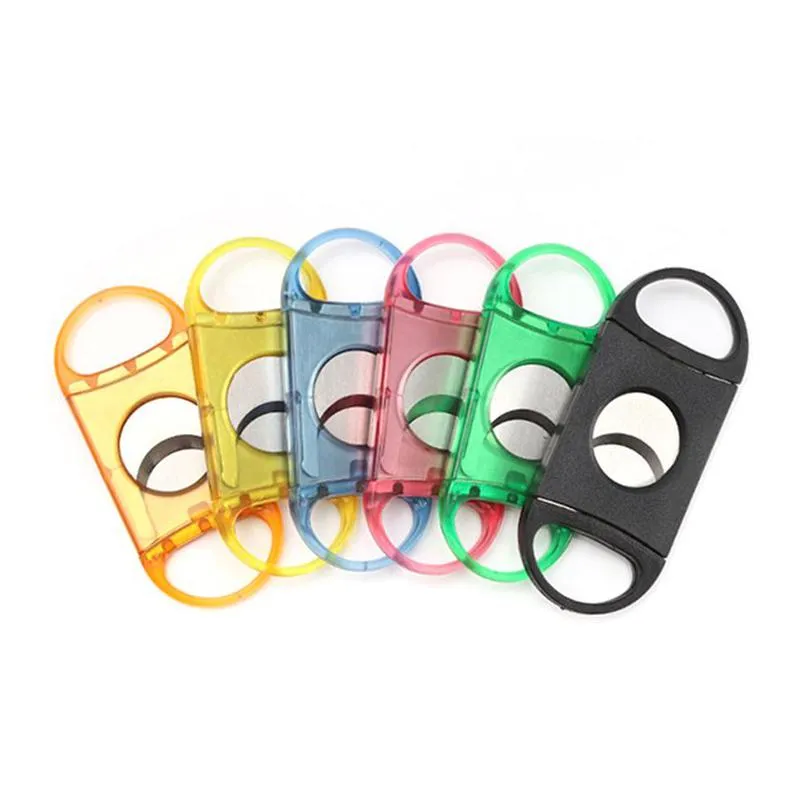 Cigar Accessories Portable Plastic Blade Pocket Cutter Round Tip Cigars Knife Scissors Shears Plastics Handles Smoking Tool 6 Colors Dha06