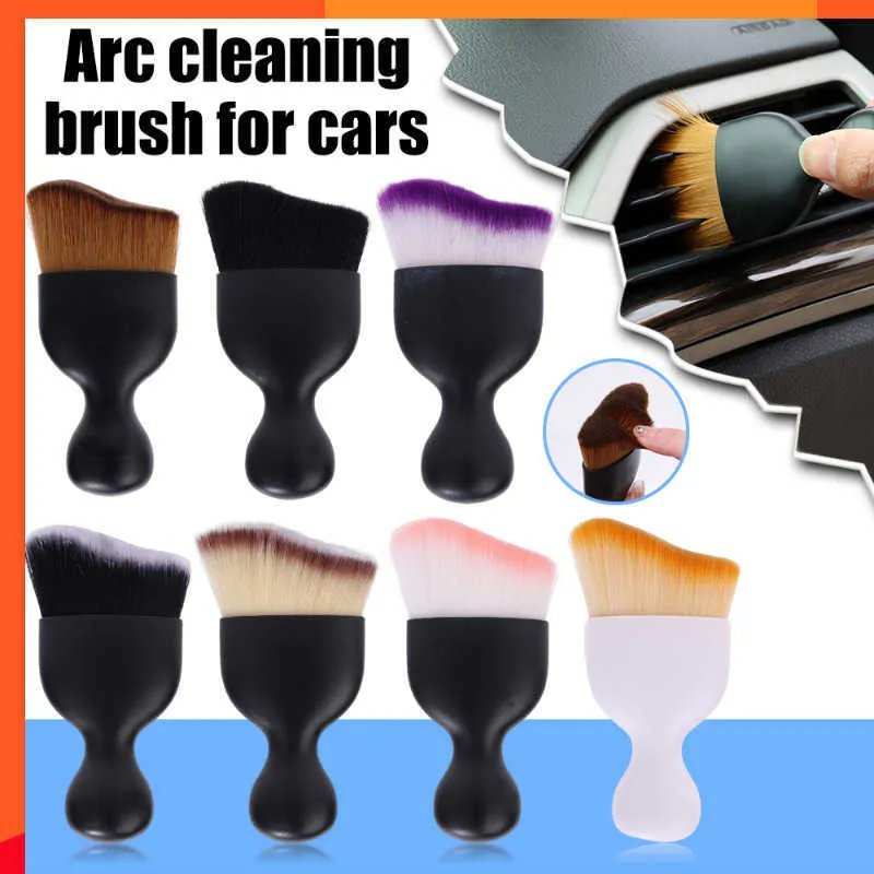 Nova escova de limpeza interior do carro, console central, saída de ar, escova macia, com tampa, ferramenta de remoção automática de poeira para fendas