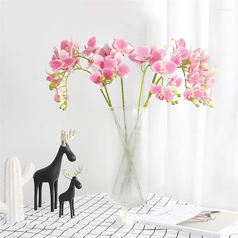 Decorative Flowers 3D Artificial Butterfly Orchid Fake Moth Flor Flower For Home Wedding DIY Decoration Real Touch Decor Flore