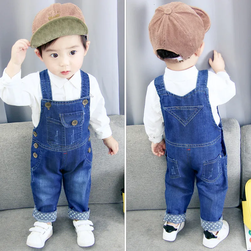 Tulumlar Toddler Bebek Erkekler Uzun Pantolon Denim Dungarees Çocuk Boy Boy Jeans Sulma Giysileri Giyim Kıyafetleri Pantolon 230608