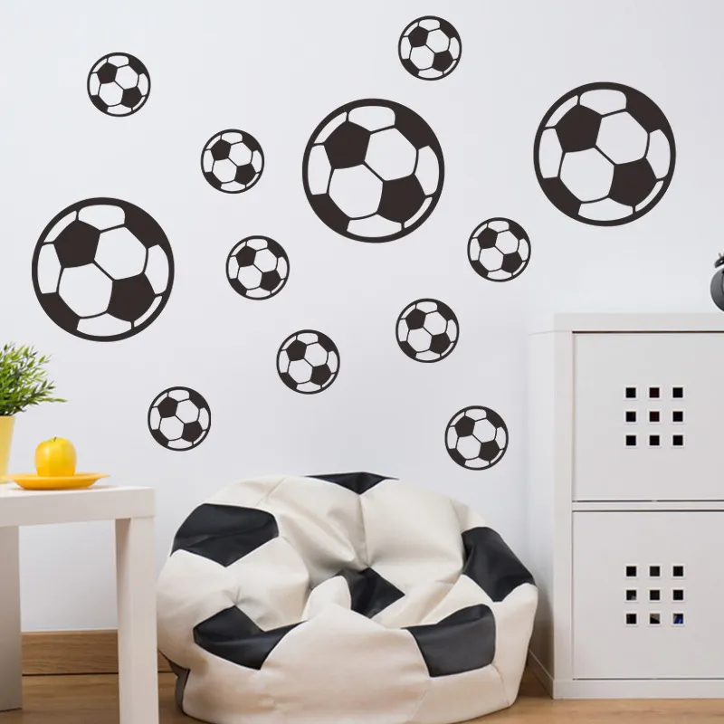 Personalisierte Fußball Fußball Basketball Wandaufkleber Sport Jungen Schlafzimmer Kunst Wandaufkleber für Kinderzimmer Kinderzimmer Dekor