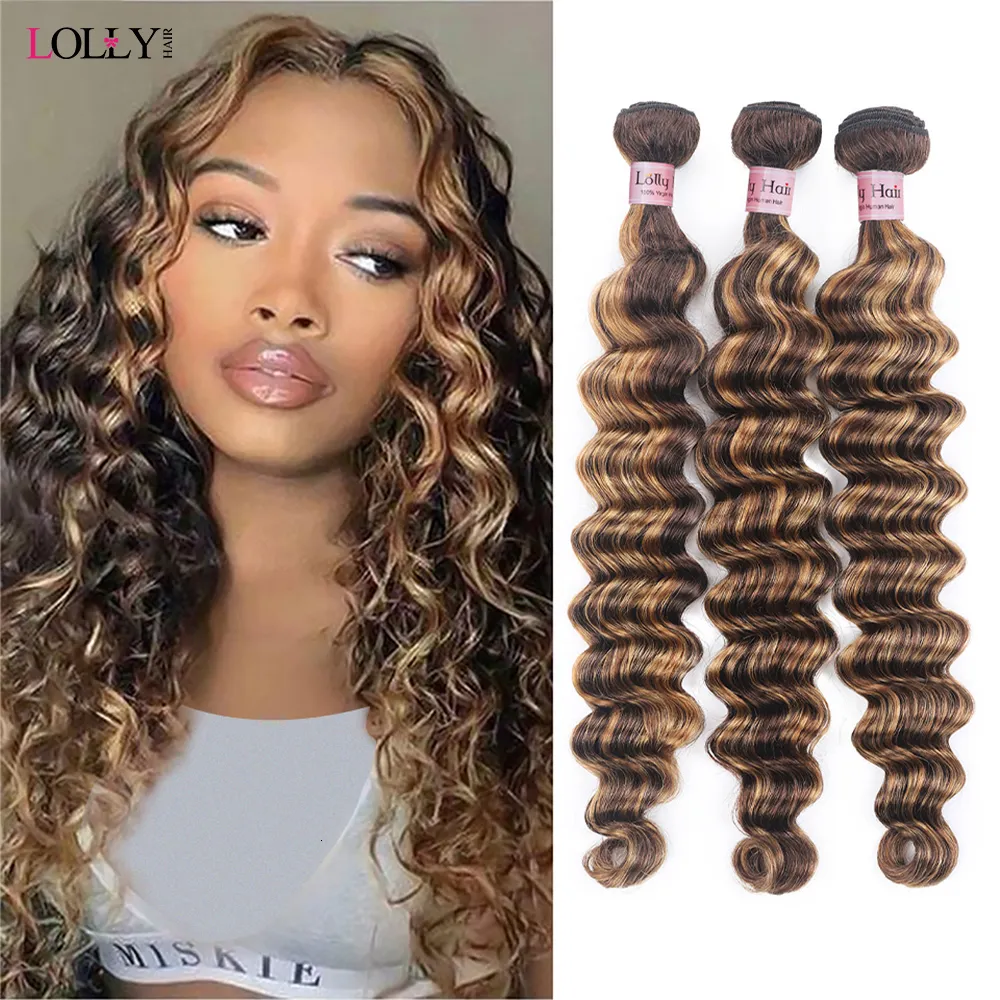 Hair Bulks P427 Highlight Loose Deep Wave Bundles Ombre Loose Wave Bundles Extension de cheveux humains 134 PCS Bundles de tissage brésilien Cheveux 230607