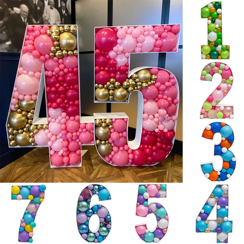 DIY Mosaic Balloon Frame Number - 73/100cm Large Fillable Number Boxes ...