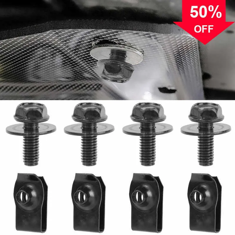 Novo 20PCS Parafusos da carroceria U-porca Clip M6 Tampa do motor Undertray Splash Shield Guard Pára-choque Fender Liner Retainer Fastener Rebite Parafusos