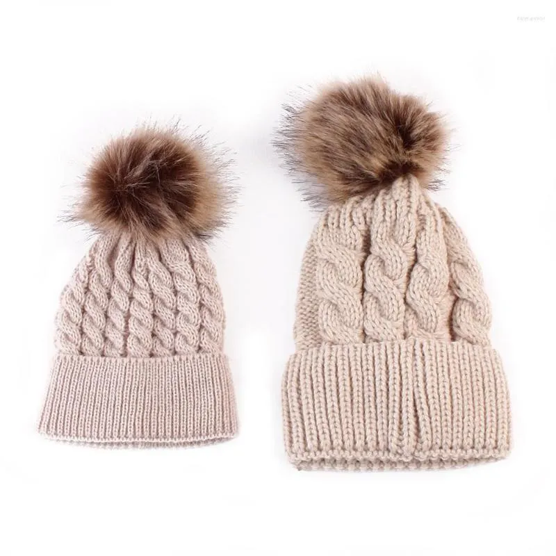 Boinas 2 peças chapéu pai-filho mais quente mãe e bebê filha filho inverno malha quente família gorro de crochê gorro de esqui