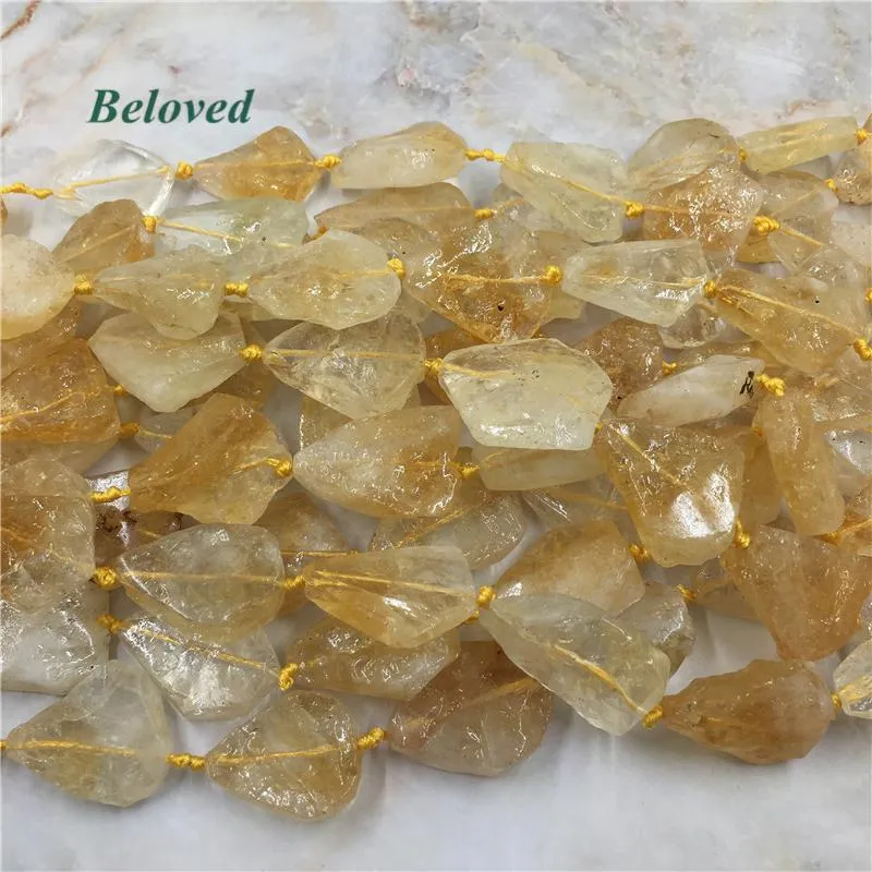 Perles Forme libre Citrines à facettes pépites de perles en vrac, collier de pierres précieuses de Quartz en cristal jaune naturel faisant des résultats d'espacement, BG18061