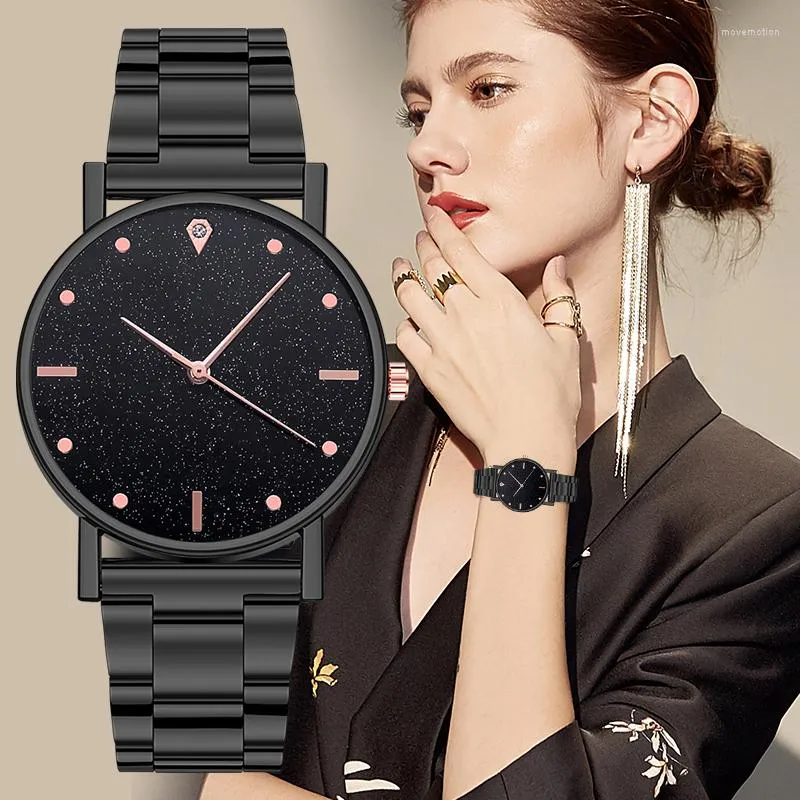 Montres-bracelets célèbres dames de luxe or rose étoiles ciel montre à Quartz femmes décontracté montres en acier inoxydable pour Relogio Feminino