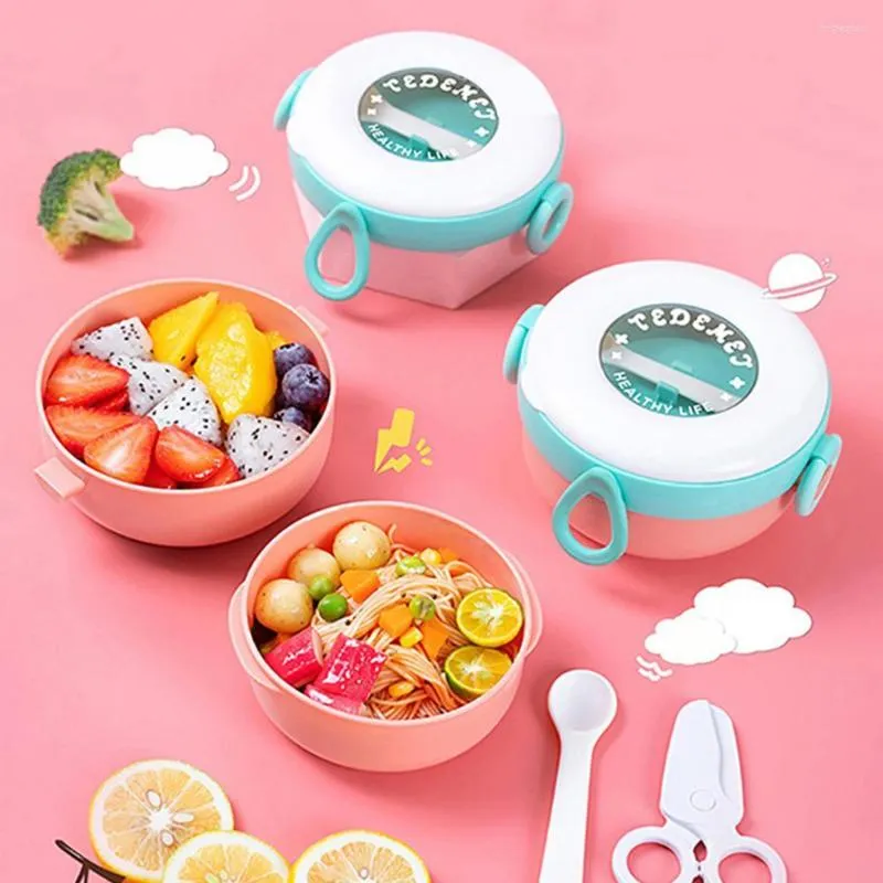 Dinnerware Sets 940/970ML Lunch Box Buckle Closure Seal Ring Leak-proof With Handle Kids Health Lunchbox Outdoor Supply