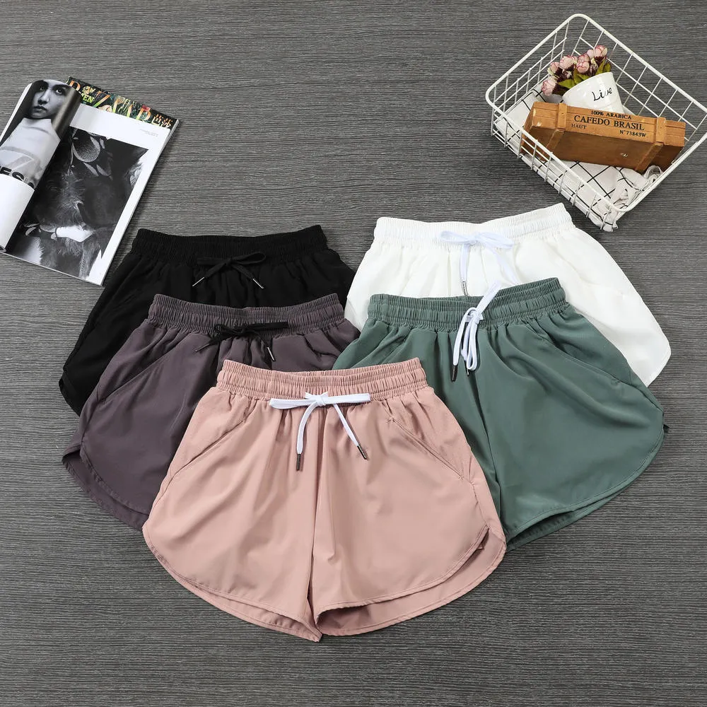 Leggings LUU Designer de luxo, rápido e gratuito, dois shorts de ioga falsos, shorts de treinamento de corrida de cintura média, shorts de corrida