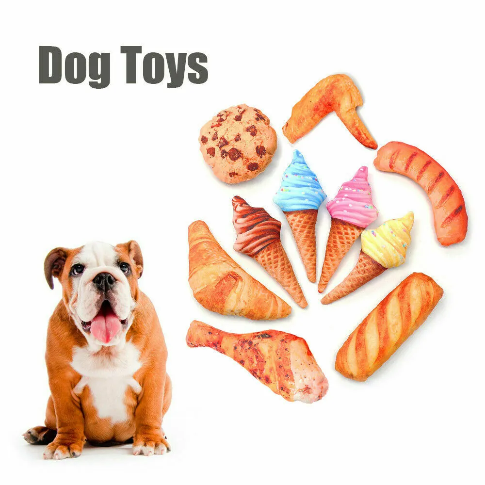 Creativo Divertente Simulazione Cane Masticare Giocattoli Gelato Frutta Pane Morso Resistente Spremere Suono Per Pet Cane gatto Juguete Para Perros