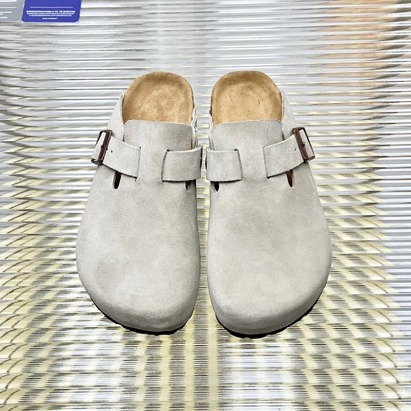 Sandales demi-pantoufles B K pantoufles de sac en cuir givré Sandales de couple de créateurs de luxe confortables à fond plat Chaussures de survêtement décontractées à la mode Tailles 35-44 + boîte